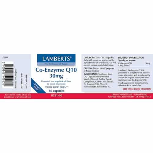 Co-Enzyme Q10 30 mg Label